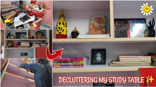 Decluttering my study tableHow I organise my desk✨ [upl. by Eirrej]