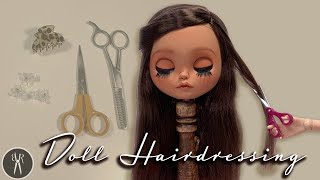 How I Do Blythe haircuts  Trimming and Thinning Doll HairWigs [upl. by Eibbil]