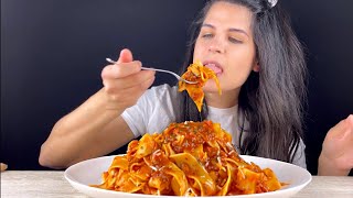 PAPPARDELLE PASTA BOLOGNESE  MUKBANG  ASMR  EATING SOUNDS [upl. by Leandre]