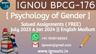 IGNOU BPCG176 Solved Assignment July 2023 amp Jan 2024 FREE  IGNOU BAG  IGNOU TV  IGNOU [upl. by Akena31]