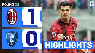 MILANEMPOLI 10  HIGHLIGHTS  Pulisic secures all three points for Milan  Serie A 202324 [upl. by Nosirb]