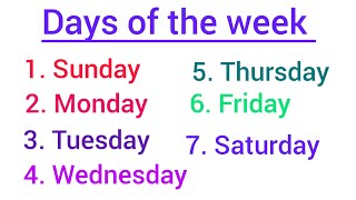 days of the week। sunday monday tuesday spelling। days of the week in english। [upl. by Ellierim]