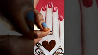 Beautiful heart shape mehndi design for back hand  videonewmehndishorts [upl. by Jehovah]