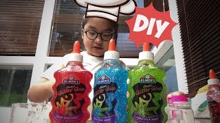 Slime DIY  MAKING ELMERS SLIME  How to Make Glitter Clear Slime [upl. by Ayotna488]