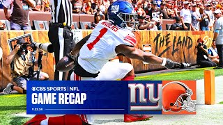 Malik Nabers scores two TDs as Giants get first win of the season  Game Recap [upl. by Cirtemed]