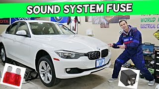 BMW F30 F31 SOUND SYSTEM FUSE LOCATION BMW 328i 320i 330i 335i 340i 318i 316i 320d 318d 316d 325d 33 [upl. by Afas]