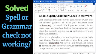 How to turn on spell check in Word  GrammarSpell check not working in Ms Word 2022 [upl. by Margetts]