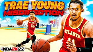 TRAE YOUNG MISDIRECTION SIZE UP ESCAPE SPAM COMBO NBA 2K22 BEST GLITCHY DRIBBLE MOVES TUTORIAL [upl. by Rumpf]