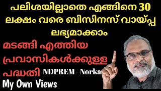 30 ലക്ഷം വായ്‌പ്പ അതും പലിശ ഇല്ലാതെ  പലിശരഹിത വായ്‌പ്പ നേടാം ബിസിനസ് ആരംഭിക്കാം Norka NDPREM loan [upl. by Edalb]