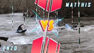 K1 Slalom Training  Condé sur Vire  Enzo Cozette vs Matthis Fradin [upl. by Ytinav959]