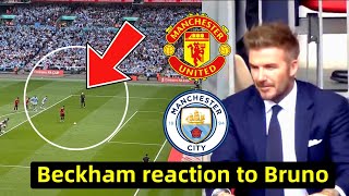 Beckham and Pep Guardiola reaction to Bruno Fernandes penalty goal vs Man City [upl. by Monsour616]