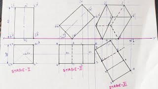 Projections Of SolidsSquare Prism Inclined to Both H PampVP [upl. by Menken803]