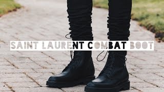 A Closer Look at Saint Laurent Paris Combat Boot  On Feet [upl. by Addam]