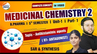 ANTIHISTAMINIC AGENTS  H1 ANTAGONIST  MED CHEM  BPHARMA  5 SEMESTER  ONE SHOT [upl. by Nart]