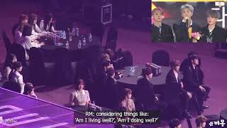 Eng Sub Idols React to BTS Daesang Speech at the 2019 Seoul Music Awards SMA [upl. by Yenatirb]