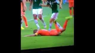 Arjen Robben simula una falta  Holanda vs México FIFA World Cup 2014 [upl. by Nitsyrc]