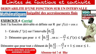 Inégalité des accroissements finisDérivabilité dune fonctionexo4 Corrigé [upl. by Irwinn]