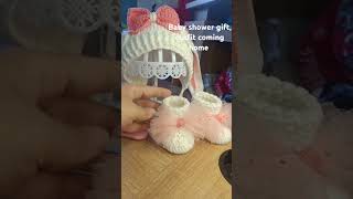 Crochet bunny hat and booties for baby Newborn outfit girl photography props set [upl. by Merry]