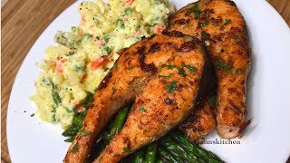 GARLIC BUTTER SALMON STEAKS  TERRIANN’S KITCHEN [upl. by Massarelli]