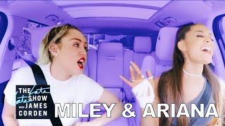 Miley Cyrus and Ariana Grande Carpool Karaoke [upl. by Cadmar]