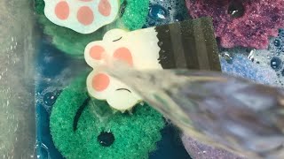 ASMR Lysol Lavender Spring Fresh Fabuloso oldampnew sponges Fleecy rinse amp water rinse  sponge rip [upl. by Atteroc]