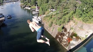 18 meter Døds og 25 meter Cliff Jump  Veien til VM 8  Nesøybrua og Ertsvika [upl. by Carpenter]