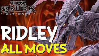 RIDLEY All Moves  Damage amp Trajectory Showcase  Super Smash Bros Ultimate GUIDE [upl. by Ayotahs]