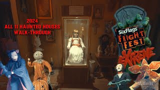 FRIGHT FEST 2024  ALL 11 Haunted Houses Walkthrough at Six Flags Fright Fest [upl. by Alyda]