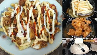 Chicken Zinger Fries with cheese sauce  Chicken loaded fries Recipe By Pot and pan cooking [upl. by Aninotna]