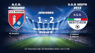 231202 JUNIORES REGIONALI A GirB BIASSONO  SESTO 2012 1  2 [upl. by Namyh586]