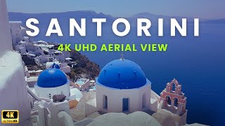 Flying Over Santorini  4K UHD Video  Relaxing Music with Beautiful Hotels and Resorts in Greece [upl. by Eddina]