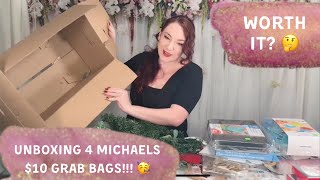 Unboxing 4 Michaels 10 Grab Bags Worth it 2024 [upl. by Anaek]