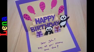 𝗞𝗿𝗲𝗮𝘁𝗶v 𝗺𝗶𝘁 𝗟𝗲𝗻𝗮  DIY Geburtstagskarte basteln  DIY Panda Bithday card DIY  3D Birthday Card [upl. by Charlotta]