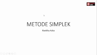 METODE SIMPLEKS  Program Linier [upl. by Adnileb]