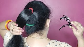 Hairstyle 😍 Quick Hairstyles For Medium Hair Beautiful Hair Style Girl Simple and Easy W Clutcher [upl. by Notkcorb]