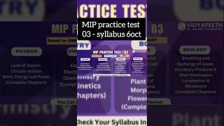 MIP TEST SYLLABUS 036th Oct neet pw pwtestseries shorts shortfeed phychembiomip [upl. by Norreg]