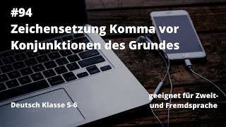 Zeichensetzung Komma vor Konjunktionen des Grundes Homeschooling Onlineunterricht [upl. by Aniad]