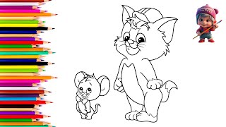 How to Draw Tom and Jerry 🐀🐈‍⬛ Drawing and Pencil Coloring for Kids and Toddlers Easy Step by Step [upl. by Erodroeht437]