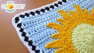 The Two Stitch Crochet Pattern  Folk Art Calendar Blanket 2019  Border [upl. by Durante317]