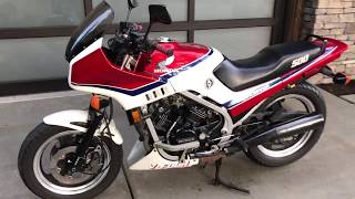 1985 Honda Interceptor VF500F walk around and engine start [upl. by Ocirnor]