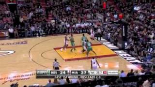 Dwyane Wade alley oop assist Dorell Wright reverse two hand dunk Heat Celtics Playoffs [upl. by Eixirt]