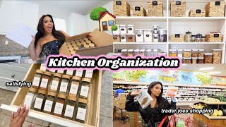 Organizing the ENTIRE KITCHEN  Amazon amp Trader Joes Haul [upl. by Ynney]