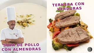 TERNERA con salteado de verduras  SOPA de POLLO y almendras  Recetas caseras con Arguiñano [upl. by Soll]