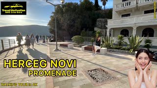 HERCEG NOVI Šetalište Pet Danica Januar 2024  HERCEG NOVI Walking Tour in 4K MNE Crna Gora [upl. by Inohtna480]