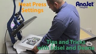 Heat Press Settings  TShirt Direct To Garment quotDTGquot AnaJet Printing [upl. by Nroht]