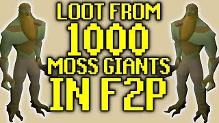 OSRS Loot From 1000 MOSS GIANTS in F2P [upl. by Siraf]