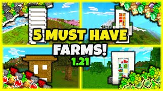 5 MUST HAVE FARMS In Minecraft Bedrock 121 [upl. by Silver]