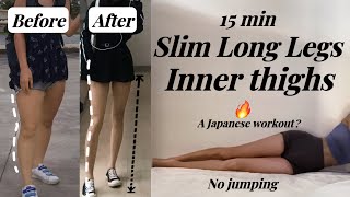 Slim Long legs amp Inner thigh workout🔥Japanese routine beginner exercise 15minquietno equipment [upl. by Nahallac]