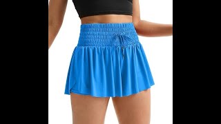 Short fluide Leftear pour femme taille haute pour gym yoga entraînement athlétique course à pied [upl. by Aihsat]