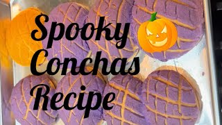 Spooky Conchas Recipe 👻🧡💜 [upl. by Hamrnand]